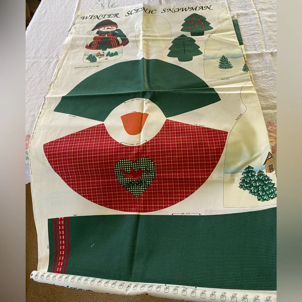 Scenic Snowman 2 Fabric Panels